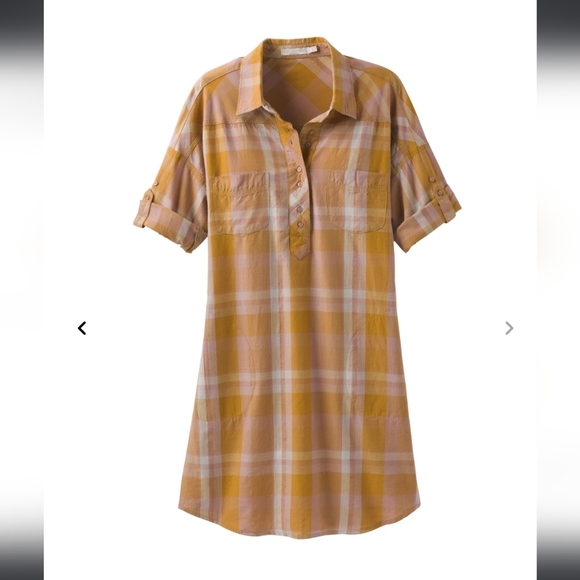 Prana Deryn Collar Plaid Dress, Size Medium - Picture 3 of 15